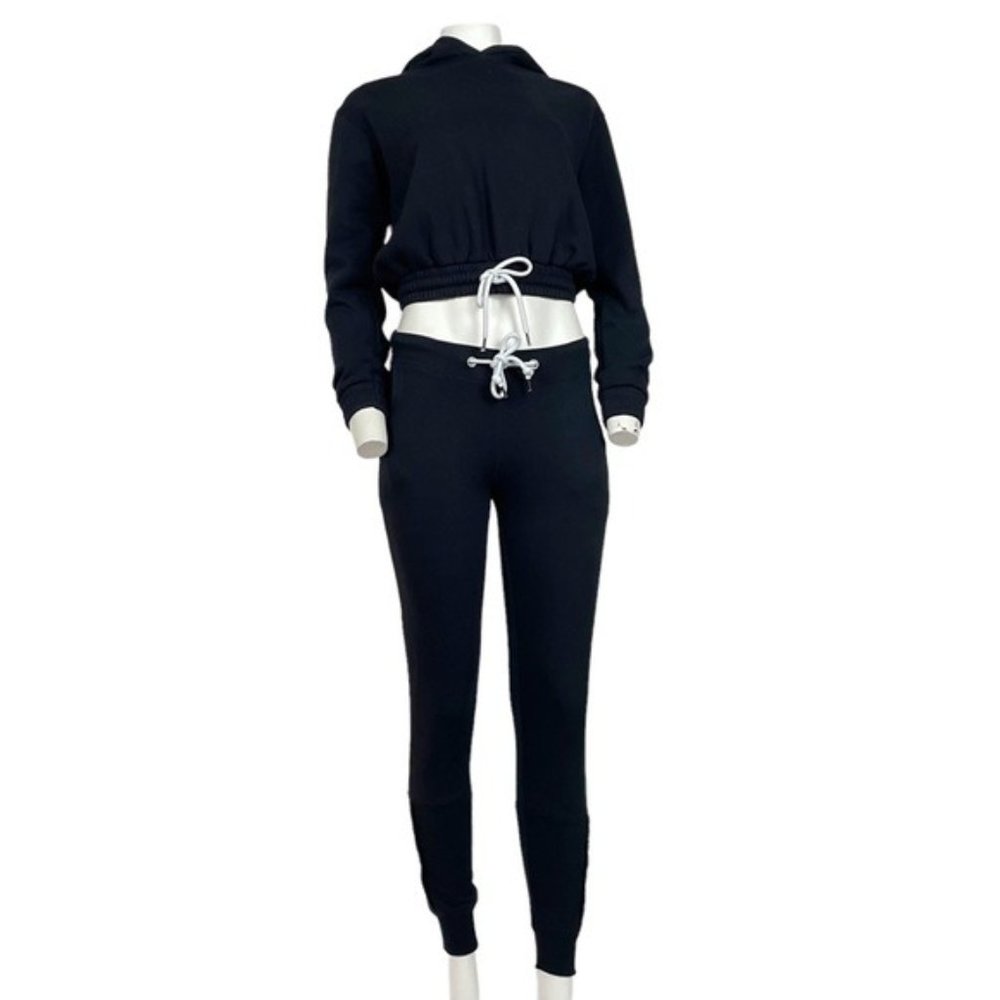Two Piece Sweatsuit Set Black